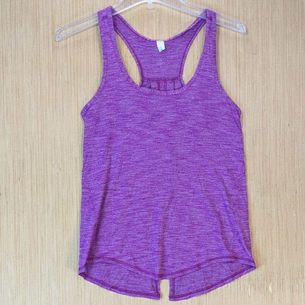 Lululemon Purple Heathered Split Back Racerback Tank Top Size 2 Activewear Gym